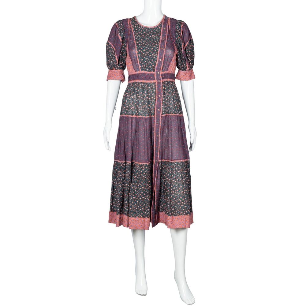 ULLA JOHNSON Floral Quarter Sleeve Midi Dress Size XS